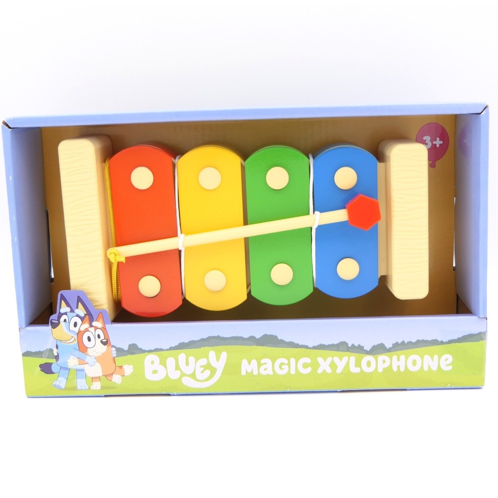 Kidz Toyz Bluey Magic Xylophone Musical Instrument Kids Toy w/ 4 Keys & Mallet